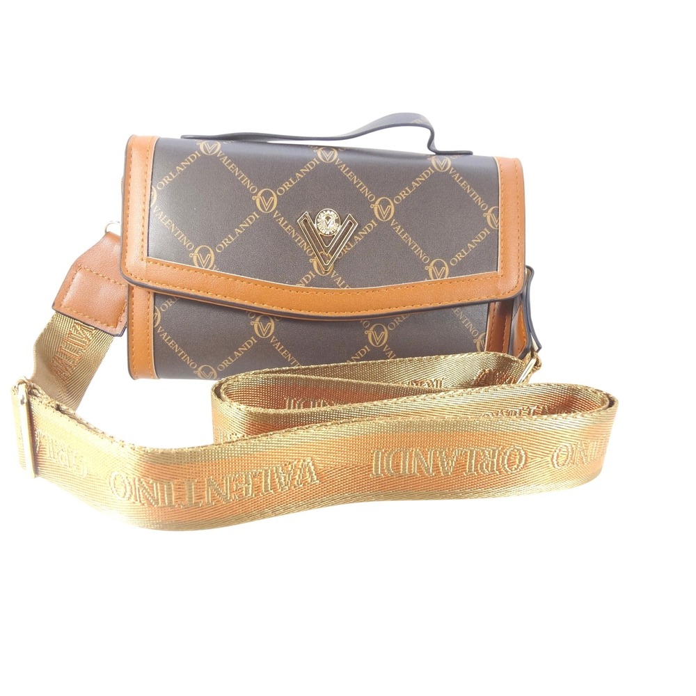 Valentino Orlandi Crossbody Bag Brown New Logo Print V-3001 Handbag
